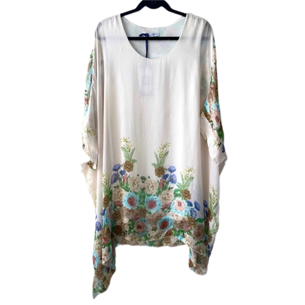 LAST CHANCE SALE!Silk Tempo Paris Floral Print Tunic Layered Top Made Italy M/L
